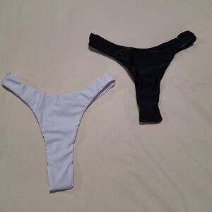 SHEIN Women's Black and White Bikini Bottoms